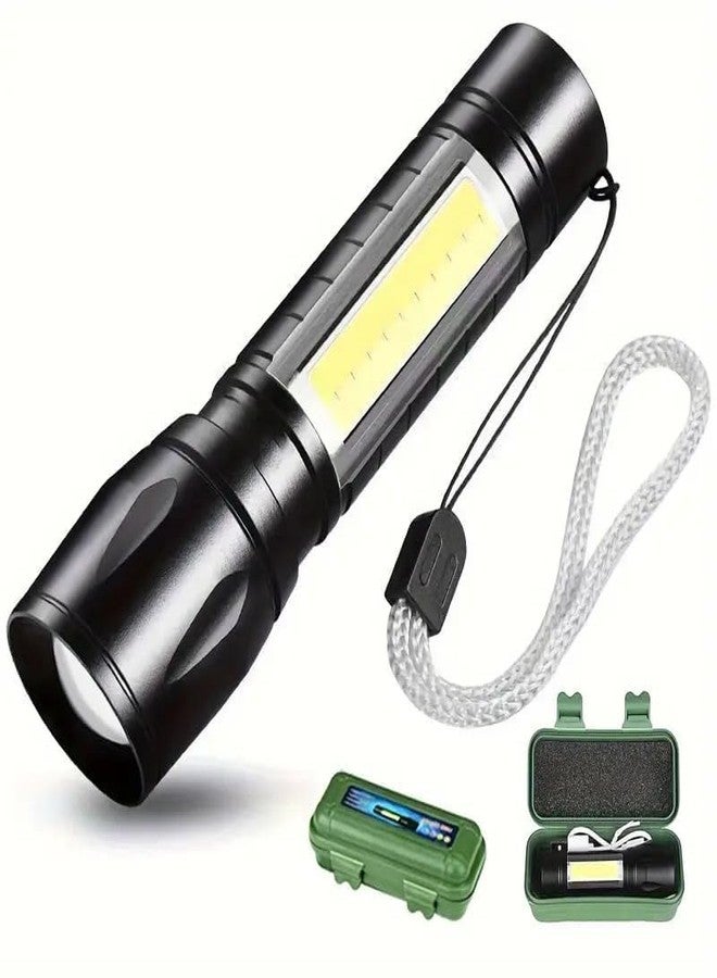 ILIKA USB Rechargeable mini LED Flashlight - Compact COB Work Light with 3 Modes, Waterproof Emergency Torch & Floodlight for Camping, Hiking & Outdoors (Black, 1 Pack) (Small Sun 1pc) - Image 1